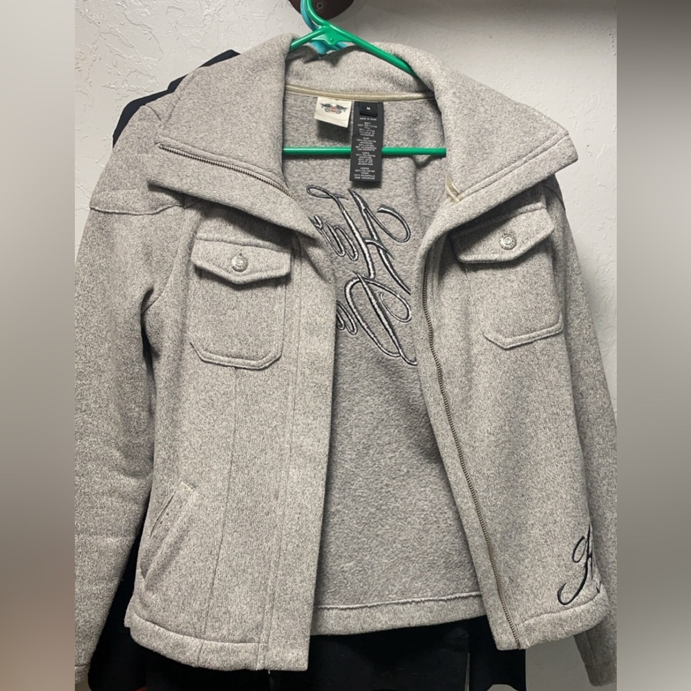 Harley Davidson jacket/sweater. Grey in color super cute just have too many.